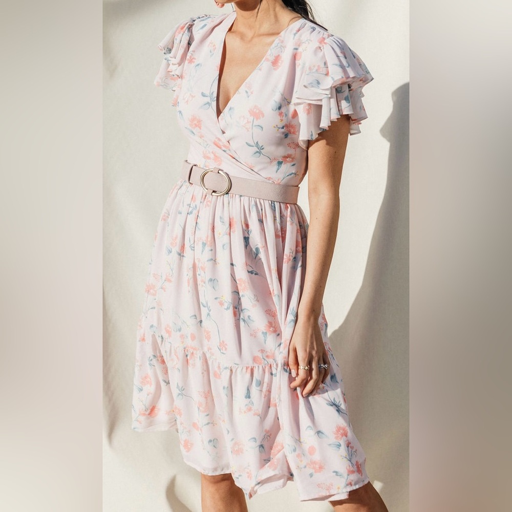 Rachel Parcell Tiered Ruffle Sleeve Dress Large